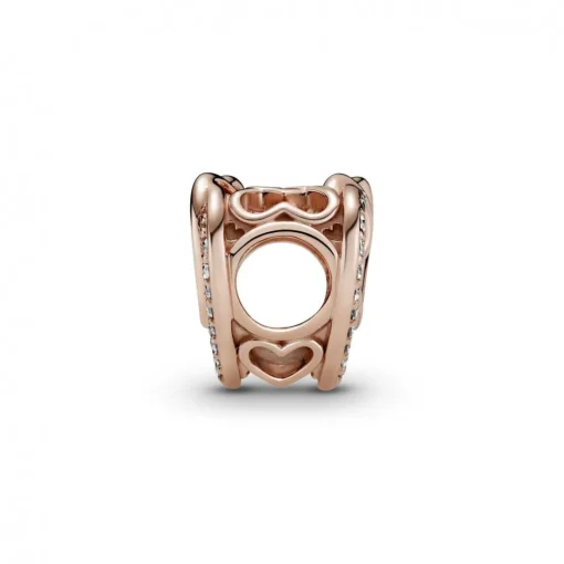 Charm Métal doré à l'or rose fin 585/1000 Cœurs Entrelacés Scintillant Pandora Bijoux