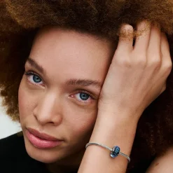 Charm Océan Verre de Murano Bleu Foncé Ondulé Pandora Colours