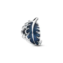 Charm Pandora - Plume Recourbée Bleue