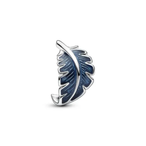 Charm Pandora - Plume Recourbée Bleue