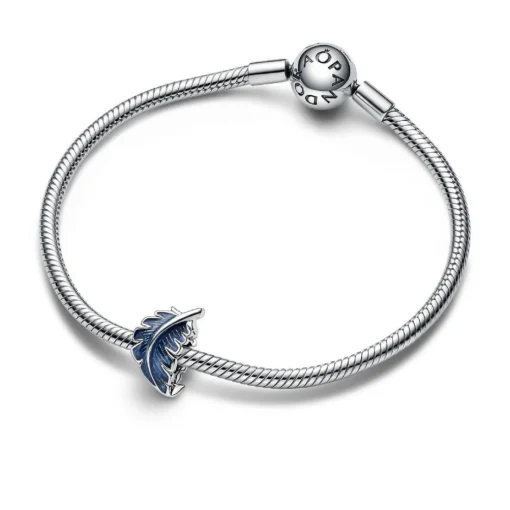 Charm Pandora - Plume Recourbée Bleue