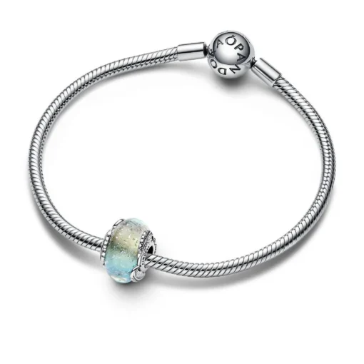 Charm Pandora - Plume Recourbée et Murano Multicolore