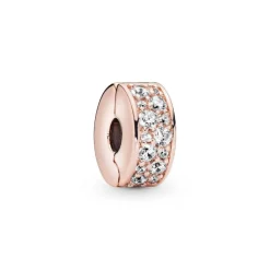 Charm Pandora 781817CZ - Charm Clip Élégance Brillante Métal doré à l’Or Rose fin 585/1000ᵉ