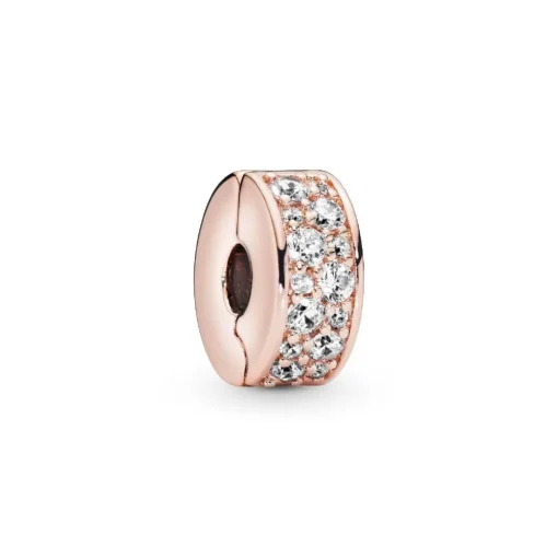 Charm Pandora 781817CZ - Charm Clip Élégance Brillante Métal doré à l’Or Rose fin 585/1000ᵉ