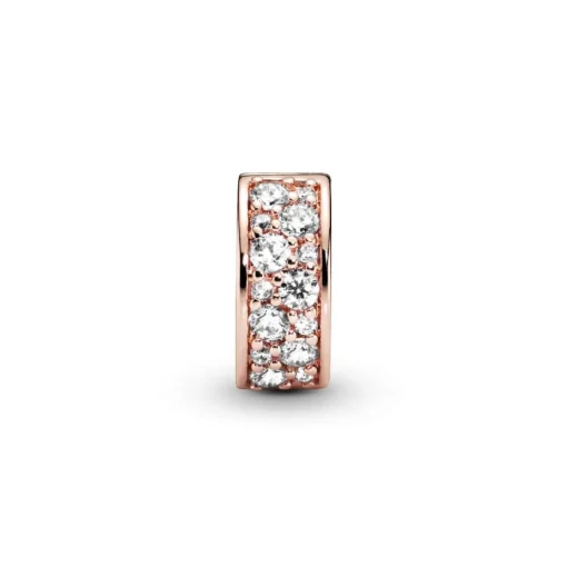Charm Pandora 781817CZ - Charm Clip Élégance Brillante Métal doré à l’Or Rose fin 585/1000ᵉ