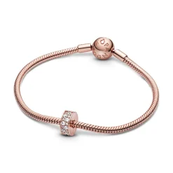Charm Pandora 781817CZ - Charm Clip Élégance Brillante Métal doré à l’Or Rose fin 585/1000ᵉ