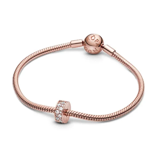 Charm Pandora 781817CZ - Charm Clip Élégance Brillante Métal doré à l’Or Rose fin 585/1000ᵉ