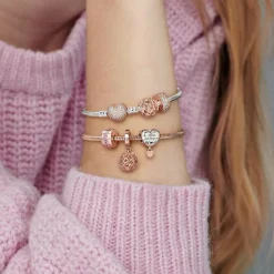 Charm Pandora 781817CZ - Charm Clip Élégance Brillante Métal doré à l’Or Rose fin 585/1000ᵉ