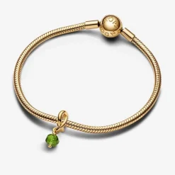 Charms Pendant Doré avec cristal vert printemps
