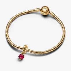 Charms Pendant Doré avec Véritable Cristal Rouge