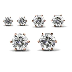 Coffret Trinity 3 Paires de Boucles D'oreilles Or Rose