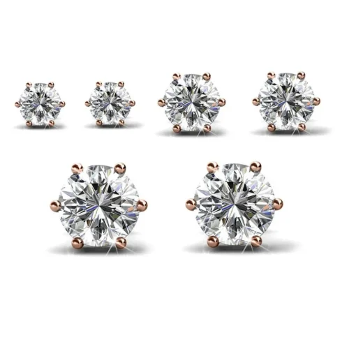 Coffret Trinity 3 Paires de Boucles D'oreilles Or Rose