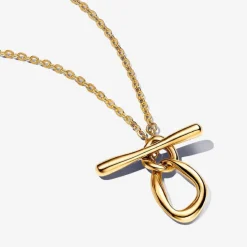 Collier à barre en T plaqué or 14 carats