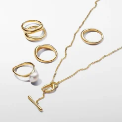 Collier à barre en T plaqué or 14 carats