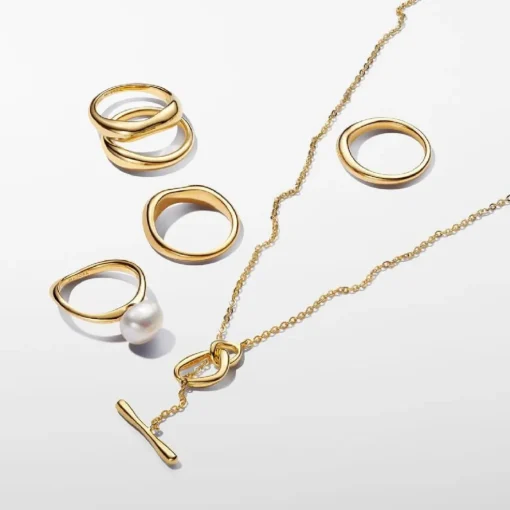 Collier à barre en T plaqué or 14 carats