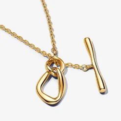 Collier à barre en T plaqué or 14 carats