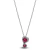 Collier à Pendentif Cœurs Halo Rouge