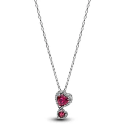 Collier à Pendentif Cœurs Halo Rouge