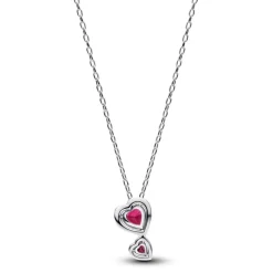 Collier à Pendentif Cœurs Halo Rouge