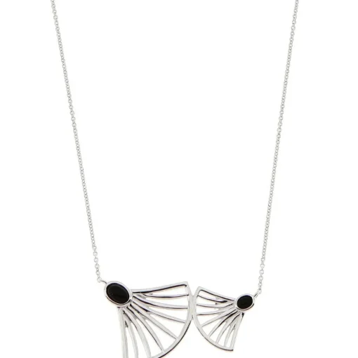 Collier Arielle Argenté & Onyx Noir
