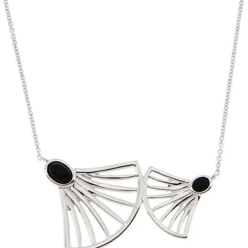 Collier Arielle Argenté & Onyx Noir