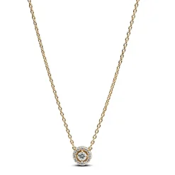 Collier avec Pendentif Halo Rond Pavé