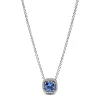 Collier avec Pendentif Halo Bleu Carré Scintillant