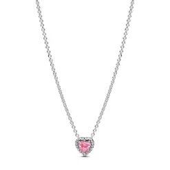 Collier Cœur Surélevé Rose