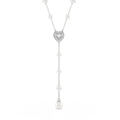 Collier en Y Ariana Grande x Swarovski, Tailles variées, Cœur, Blanc, Métal rhodié