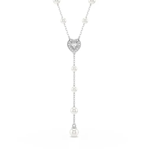 Collier en Y Ariana Grande x Swarovski, Tailles variées, Cœur, Blanc, Métal rhodié