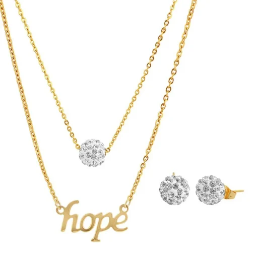 Collier et pendentif Femme Edforce 165-0155-S - Acier Doré