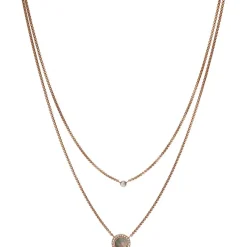 Collier et pendentif Fossil Bijoux JF02953791 - Collier et pendentif Acier Zircons Nacre Femme