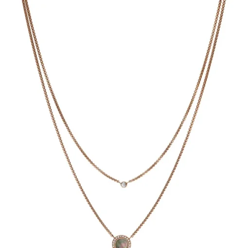 Collier et pendentif Fossil Bijoux JF02953791 - Collier et pendentif Acier Zircons Nacre Femme