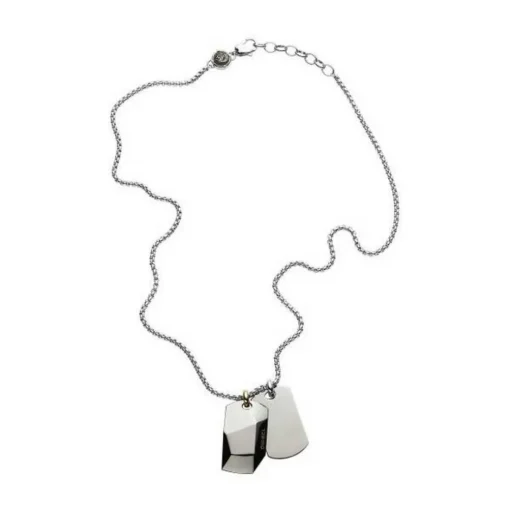 Collier et pendentif Homme Diesel DX1143040 - 2 Plaques Acier Chromé