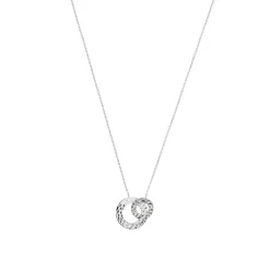 Collier fantaisie double rond martelé Femme Maison de la Bijouterie WYZ63U45 Argent