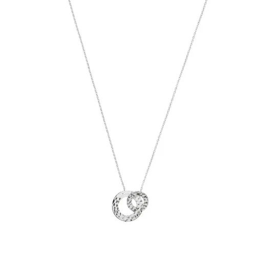 Collier fantaisie double rond martelé Femme Maison de la Bijouterie WYZ63U45 Argent