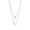 Collier fantaisie double rond oxyde Femme argent Maison de la Bijouterie VWZUY345