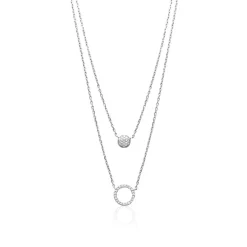 Collier fantaisie double rond oxyde Femme argent Maison de la Bijouterie VWZUY345
