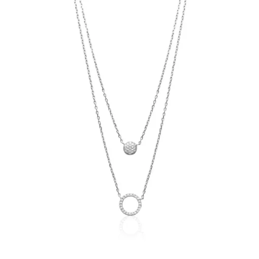 Collier fantaisie double rond oxyde Femme argent Maison de la Bijouterie VWZUY345