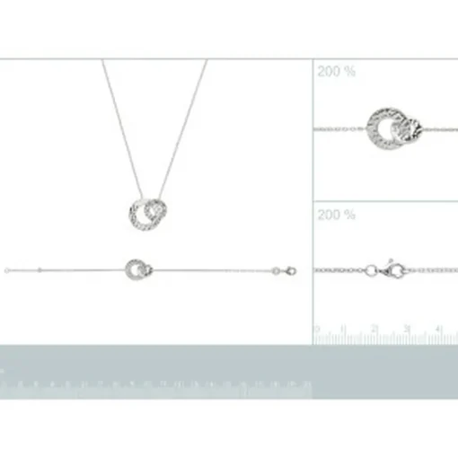 Collier fantaisie double rond martelé Femme Maison de la Bijouterie WYZ63U45 Argent