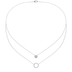 Collier fantaisie double rond oxyde Femme argent Maison de la Bijouterie VWZUY345