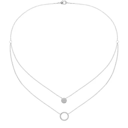 Collier fantaisie double rond oxyde Femme argent Maison de la Bijouterie VWZUY345