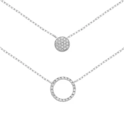 Collier fantaisie double rond oxyde Femme argent Maison de la Bijouterie VWZUY345