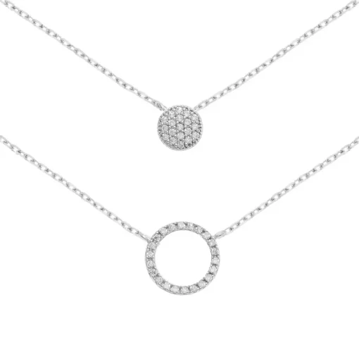 Collier fantaisie double rond oxyde Femme argent Maison de la Bijouterie VWZUY345
