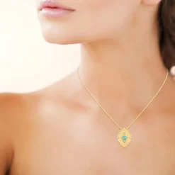 Collier fantaisie femme amazonite plaqué or Maison de la Bijouterie UW404345