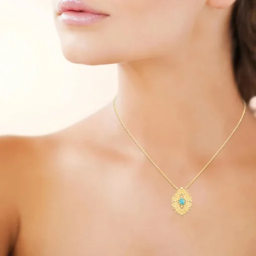 Collier fantaisie femme amazonite plaqué or Maison de la Bijouterie UW404345