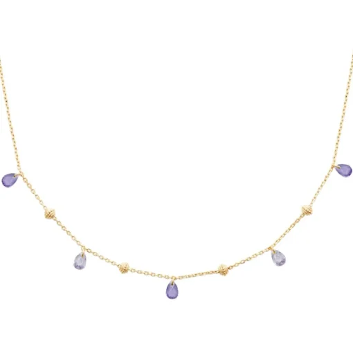 Collier fantaisie femme cristal violet plaqué or Maison de la Bijouterie UW404Z45