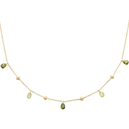 Collier fantaisie femme cristal vert plaqué or Maison de la Bijouterie UW404Y45