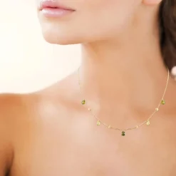 Collier fantaisie femme cristal vert plaqué or Maison de la Bijouterie UW404Y45