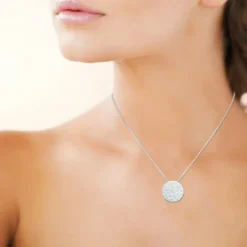 Collier fantaisie pendentif martelé Femme Argent Maison de la Bijouterie WYZ60045